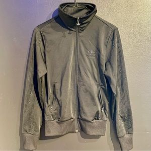 RARE Adidas rhinestone trefoil track jacket